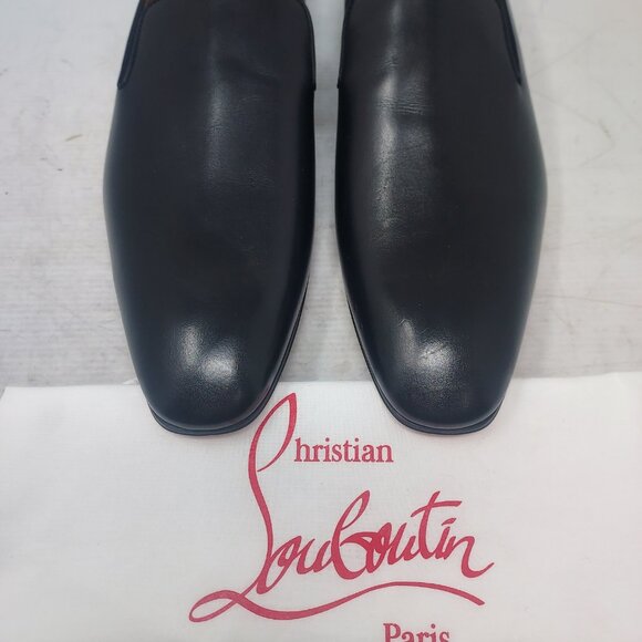 Christian Louboutin MENS Dandelion Black Smooth Leather Loafer Shoe